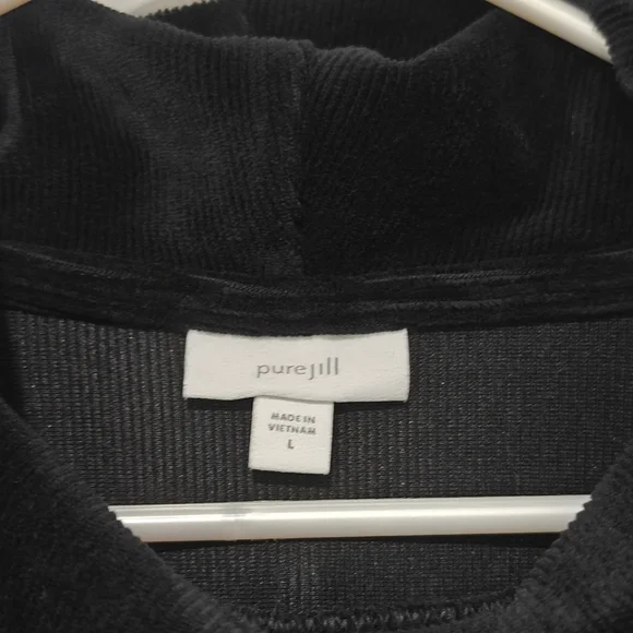 Pure Jill Velour Midi Dress Large Cowl Neck 3/4 Sleeve Soft Boxy Whimsigoth - Picture 4 of 6